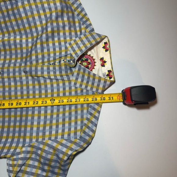 Robert Graham Shirt Flip Cuff Multicolor Plaid Floral Men’s Medium Business - Picture 10 of 11